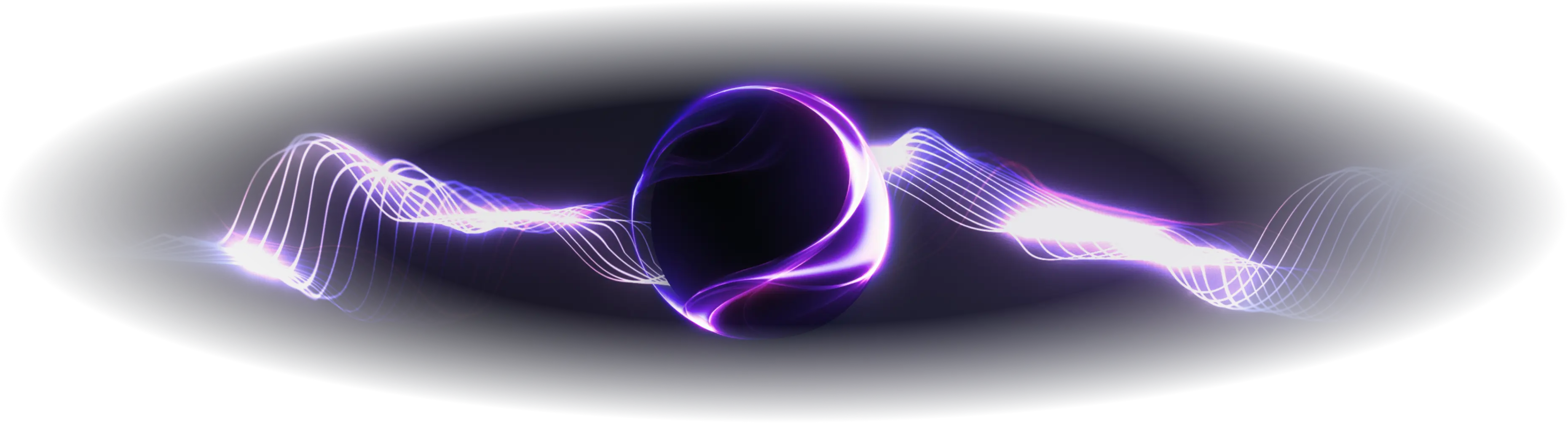 A glowing sphere with light waves running out to both sides